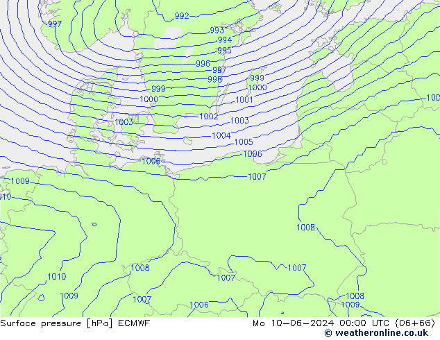 Surface pressure ECMWF Mo 10.06.2024 00 UTC