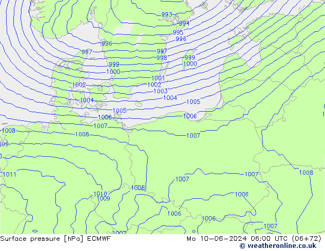 Yer basıncı ECMWF Pzt 10.06.2024 06 UTC