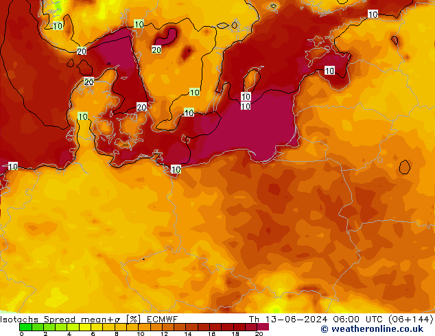 Eşrüzgar Hızları Spread ECMWF Per 13.06.2024 06 UTC