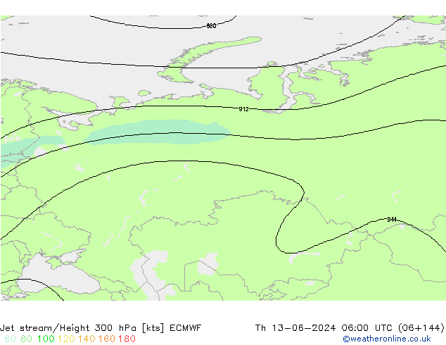 Corrente a getto ECMWF gio 13.06.2024 06 UTC