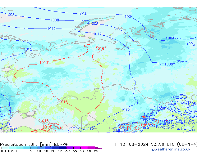 Precipitação (6h) ECMWF Qui 13.06.2024 06 UTC