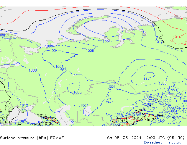 приземное давление ECMWF сб 08.06.2024 12 UTC