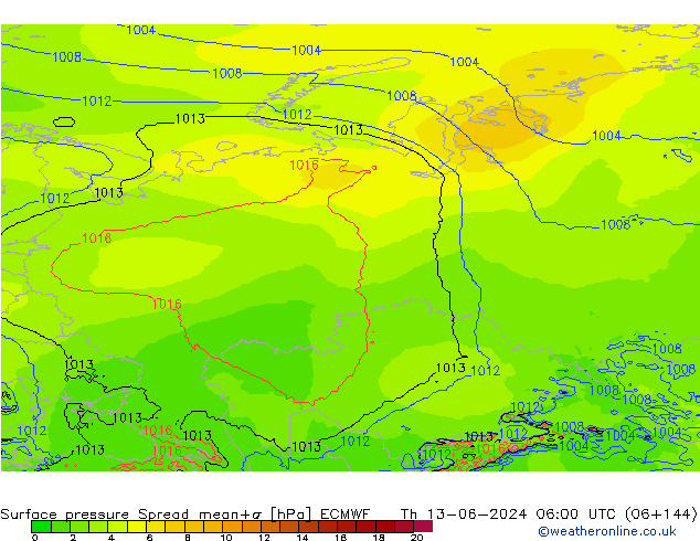 Yer basıncı Spread ECMWF Per 13.06.2024 06 UTC