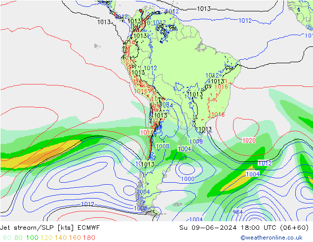 Jet Akımları/SLP ECMWF Paz 09.06.2024 18 UTC