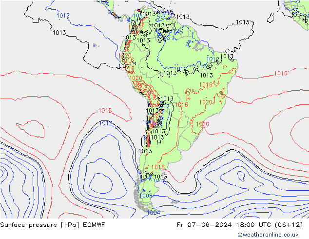 Pressione al suolo ECMWF ven 07.06.2024 18 UTC