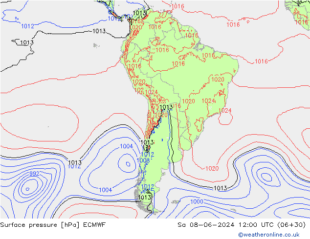 ciśnienie ECMWF so. 08.06.2024 12 UTC