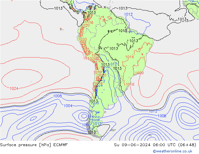 Yer basıncı ECMWF Paz 09.06.2024 06 UTC