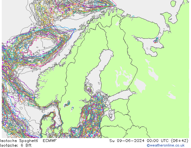 Isotachs Spaghetti ECMWF Dom 09.06.2024 00 UTC