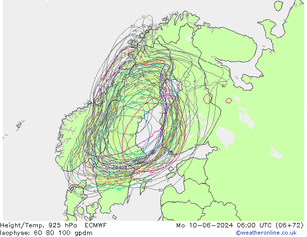 Geop./Temp. 925 hPa ECMWF lun 10.06.2024 06 UTC