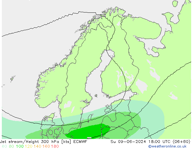 Jet stream/Height 300 hPa ECMWF Su 09.06.2024 18 UTC