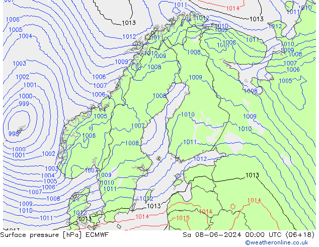 pressão do solo ECMWF Sáb 08.06.2024 00 UTC