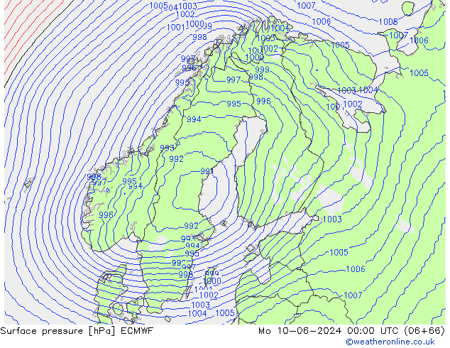 Bodendruck ECMWF Mo 10.06.2024 00 UTC