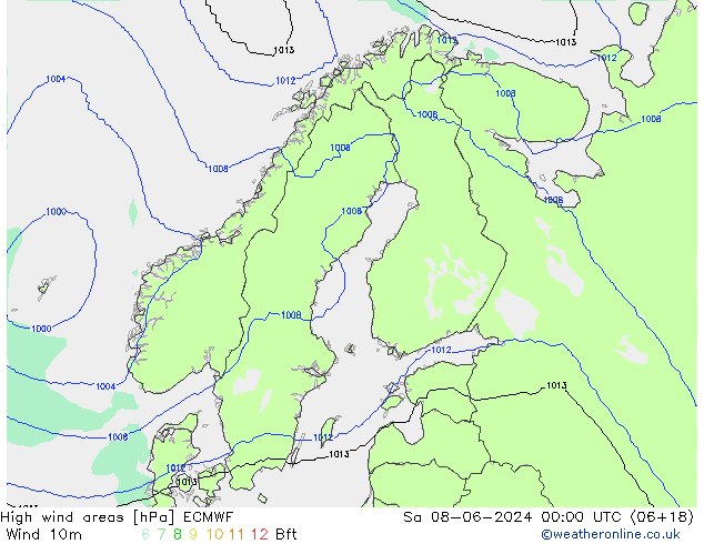 High wind areas ECMWF sam 08.06.2024 00 UTC