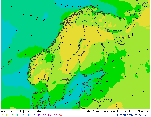 Viento 10 m ECMWF lun 10.06.2024 12 UTC