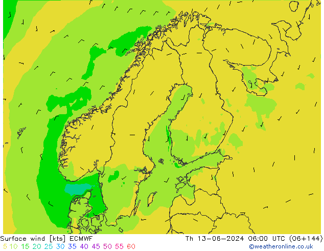 Vent 10 m ECMWF jeu 13.06.2024 06 UTC