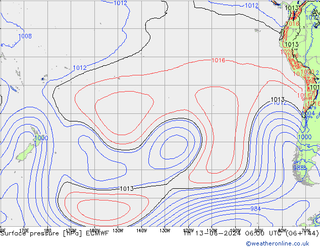 Surface pressure ECMWF Th 13.06.2024 06 UTC