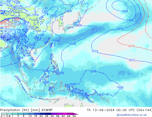 opad (6h) ECMWF czw. 13.06.2024 06 UTC