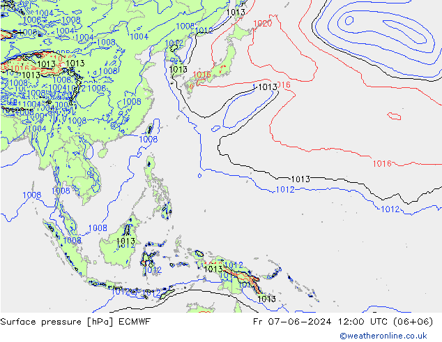 Surface pressure ECMWF Fr 07.06.2024 12 UTC