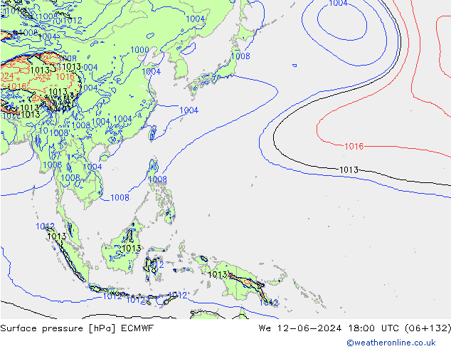 pressão do solo ECMWF Qua 12.06.2024 18 UTC