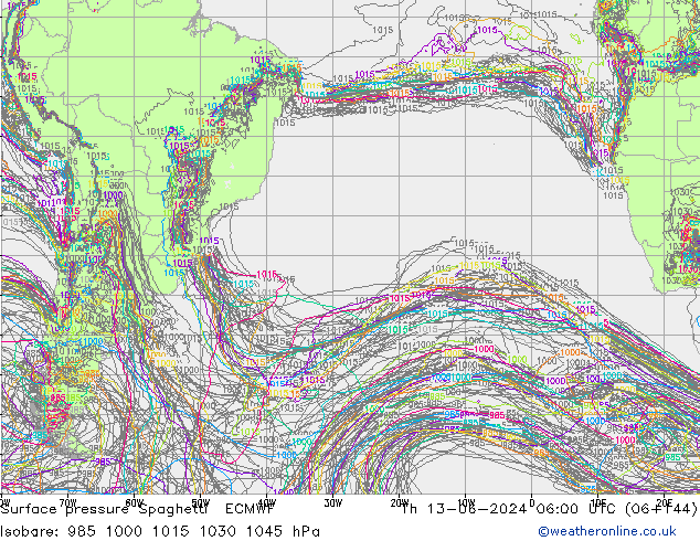 ciśnienie Spaghetti ECMWF czw. 13.06.2024 06 UTC