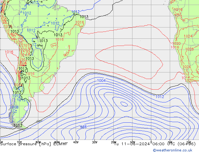 ciśnienie ECMWF wto. 11.06.2024 06 UTC