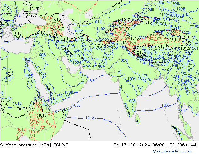 Luchtdruk (Grond) ECMWF do 13.06.2024 06 UTC