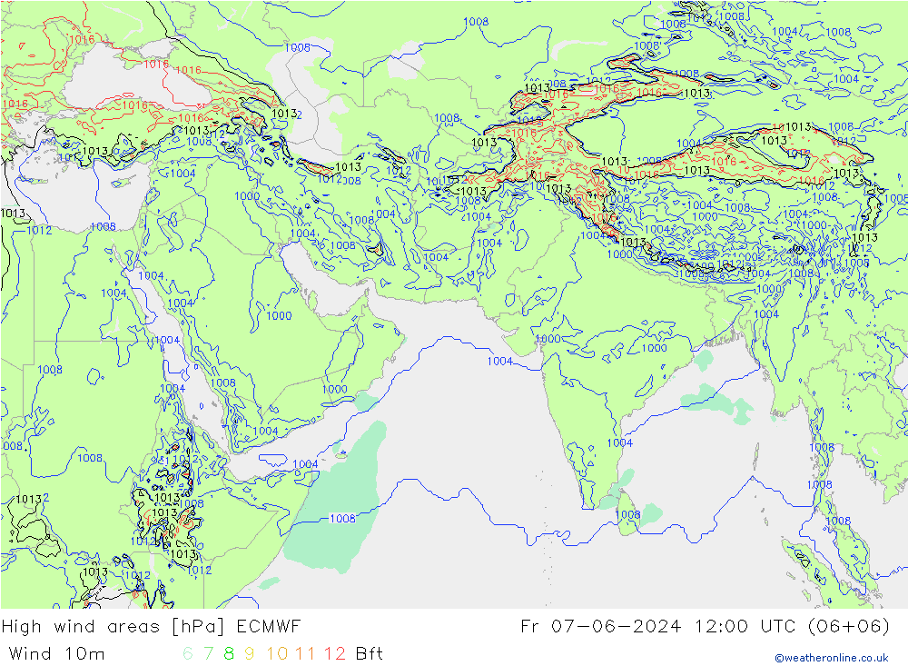 Izotacha ECMWF pt. 07.06.2024 12 UTC