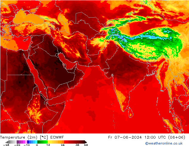 Temperatura (2m) ECMWF ven 07.06.2024 12 UTC