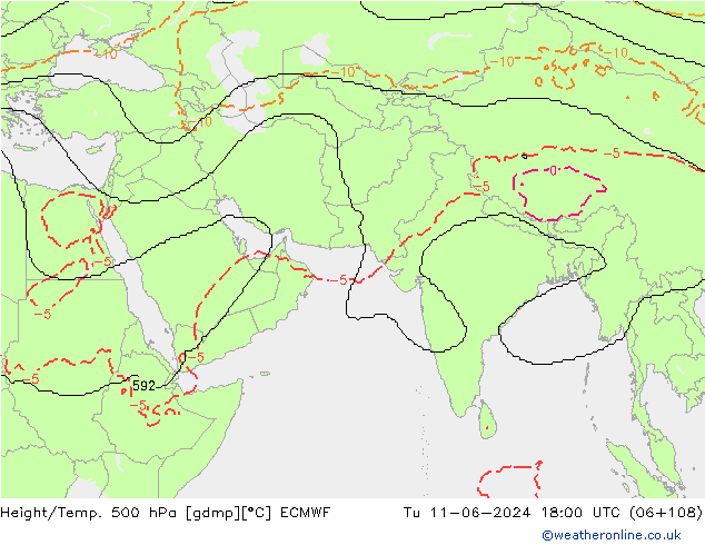 Géop./Temp. 500 hPa ECMWF mar 11.06.2024 18 UTC