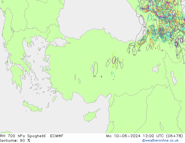 700 hPa Nispi Nem Spaghetti ECMWF Pzt 10.06.2024 12 UTC