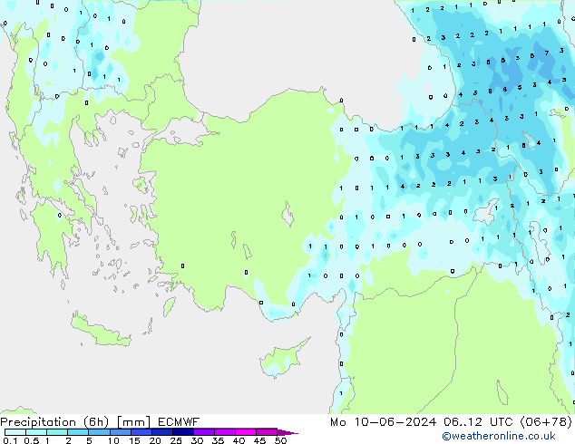 Yağış (6h) ECMWF Pzt 10.06.2024 12 UTC