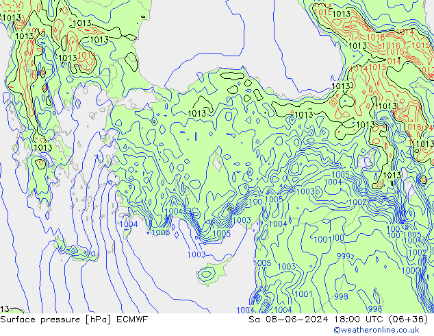 Yer basıncı ECMWF Cts 08.06.2024 18 UTC