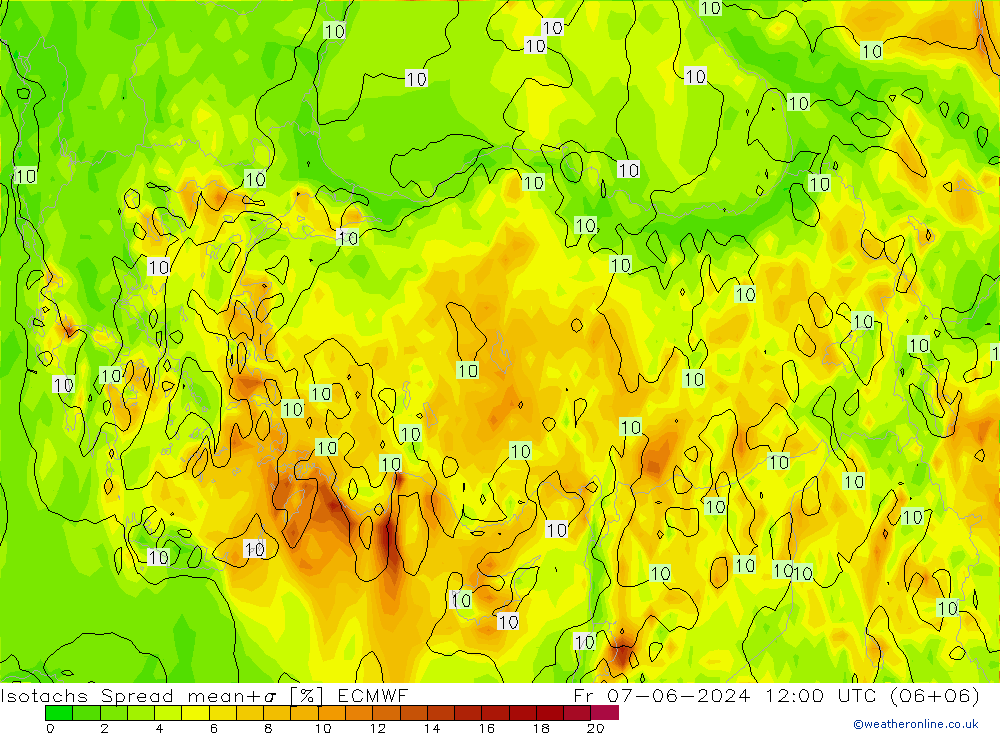 Isotachs Spread ECMWF Sex 07.06.2024 12 UTC