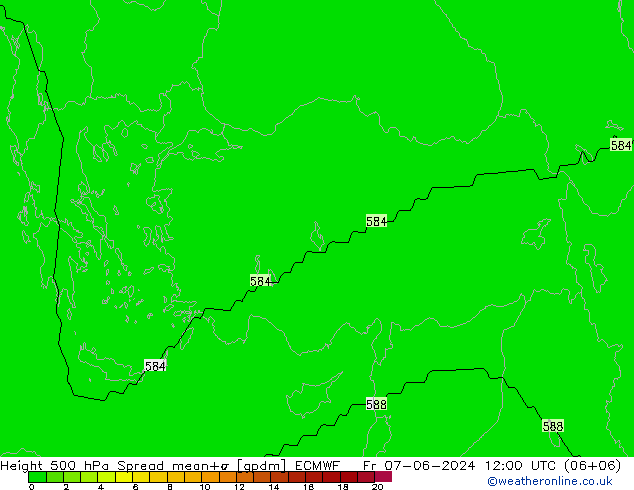 Height 500 hPa Spread ECMWF Fr 07.06.2024 12 UTC