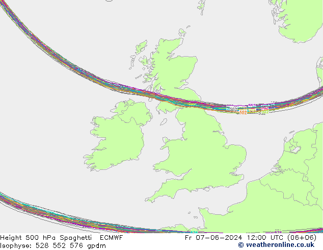 Height 500 hPa Spaghetti ECMWF pt. 07.06.2024 12 UTC