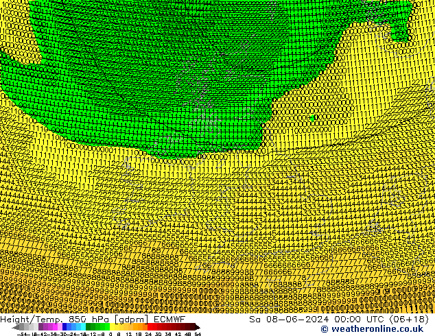 Height/Temp. 850 hPa ECMWF Sa 08.06.2024 00 UTC