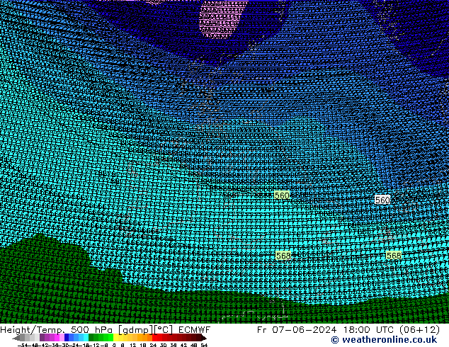 Yükseklik/Sıc. 500 hPa ECMWF Cu 07.06.2024 18 UTC