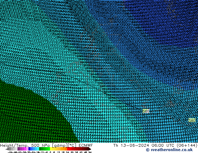 Hoogte/Temp. 500 hPa ECMWF do 13.06.2024 06 UTC