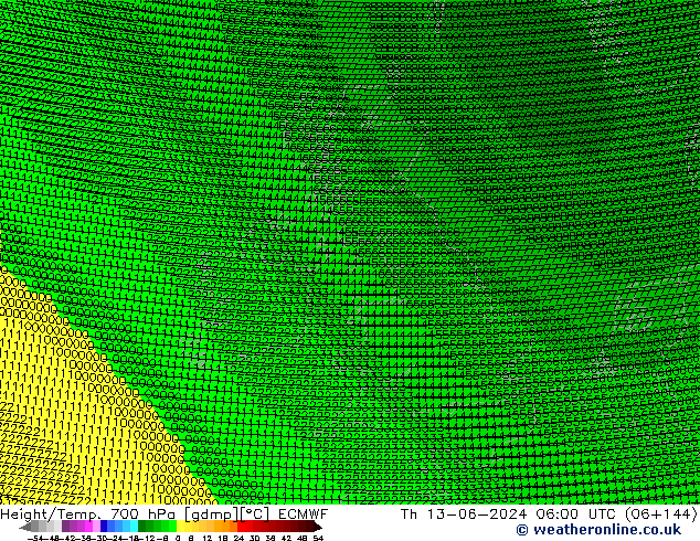 Height/Temp. 700 hPa ECMWF Do 13.06.2024 06 UTC