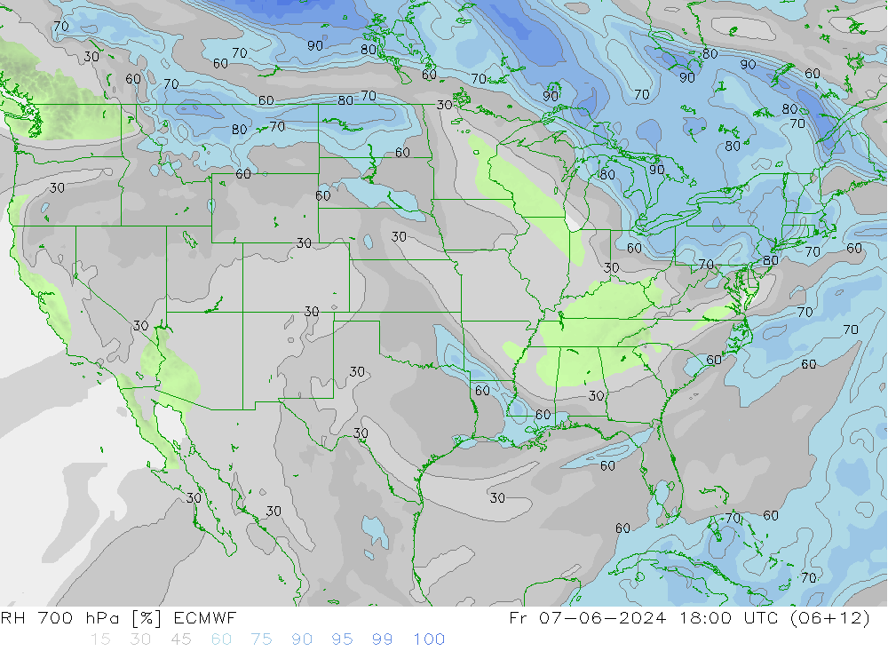 RH 700 hPa ECMWF Fr 07.06.2024 18 UTC