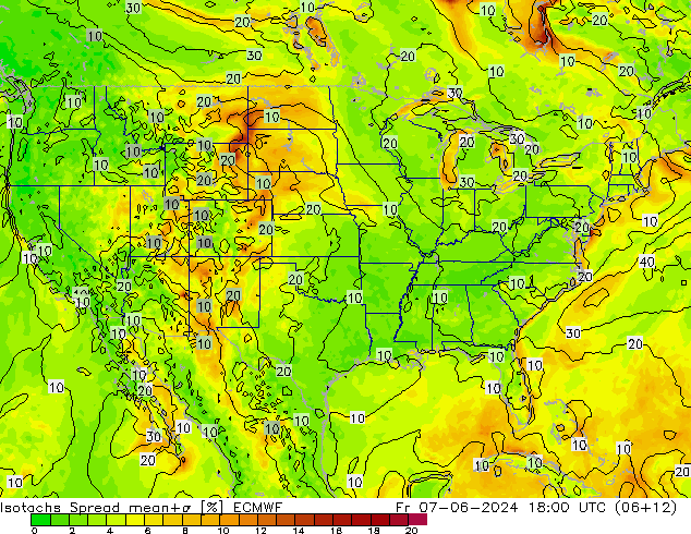 Isotachs Spread ECMWF Fr 07.06.2024 18 UTC