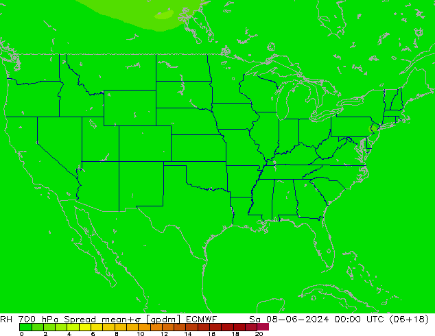 RH 700 hPa Spread ECMWF So 08.06.2024 00 UTC