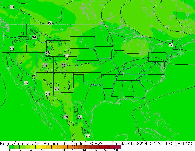 Height/Temp. 925 hPa ECMWF  09.06.2024 00 UTC