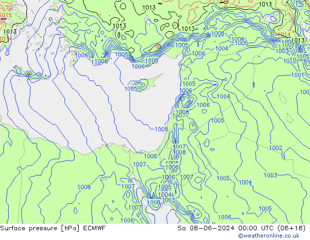 Pressione al suolo ECMWF sab 08.06.2024 00 UTC