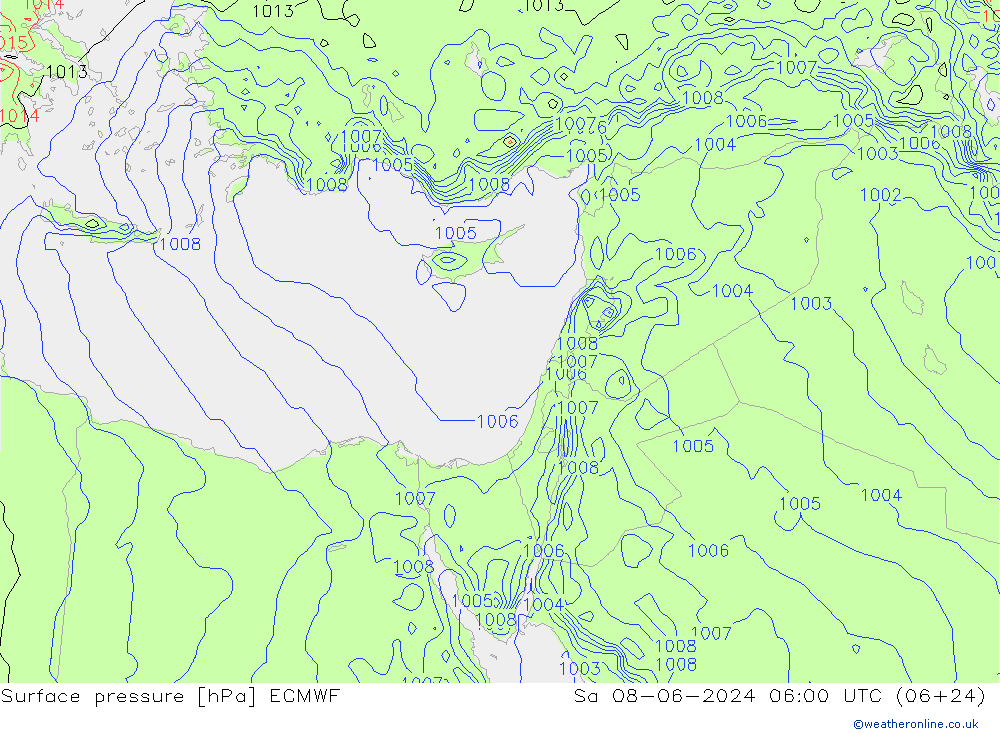 Atmosférický tlak ECMWF So 08.06.2024 06 UTC