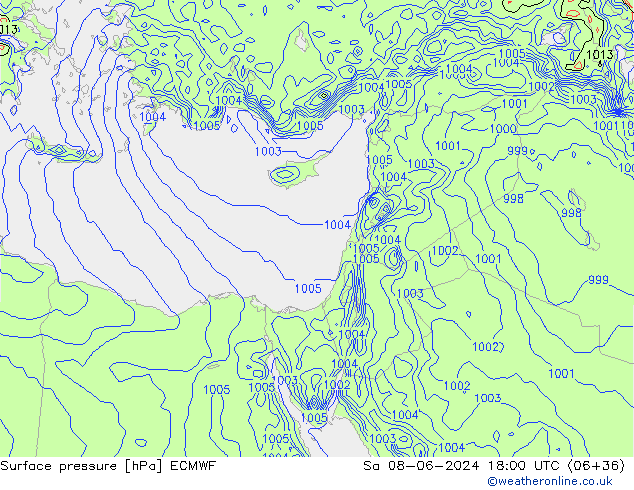 Surface pressure ECMWF Sa 08.06.2024 18 UTC