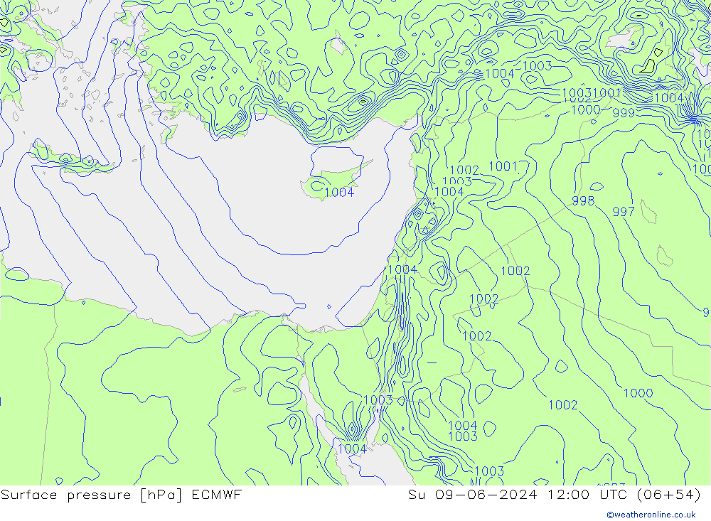 Bodendruck ECMWF So 09.06.2024 12 UTC