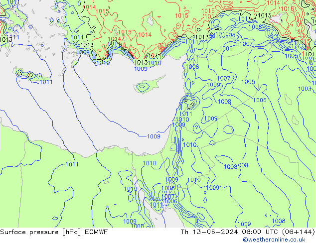 pression de l'air ECMWF jeu 13.06.2024 06 UTC