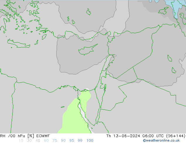 RH 700 hPa ECMWF Čt 13.06.2024 06 UTC