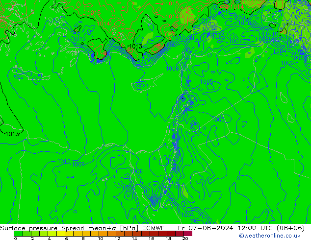 Bodendruck Spread ECMWF Fr 07.06.2024 12 UTC